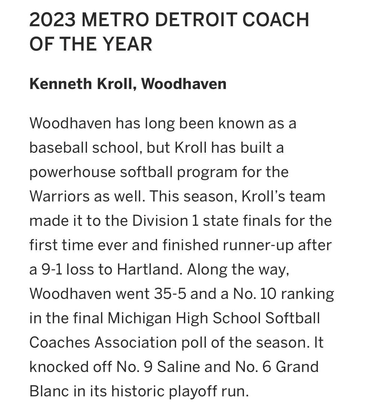 Congrats to Generals Coach Kroll